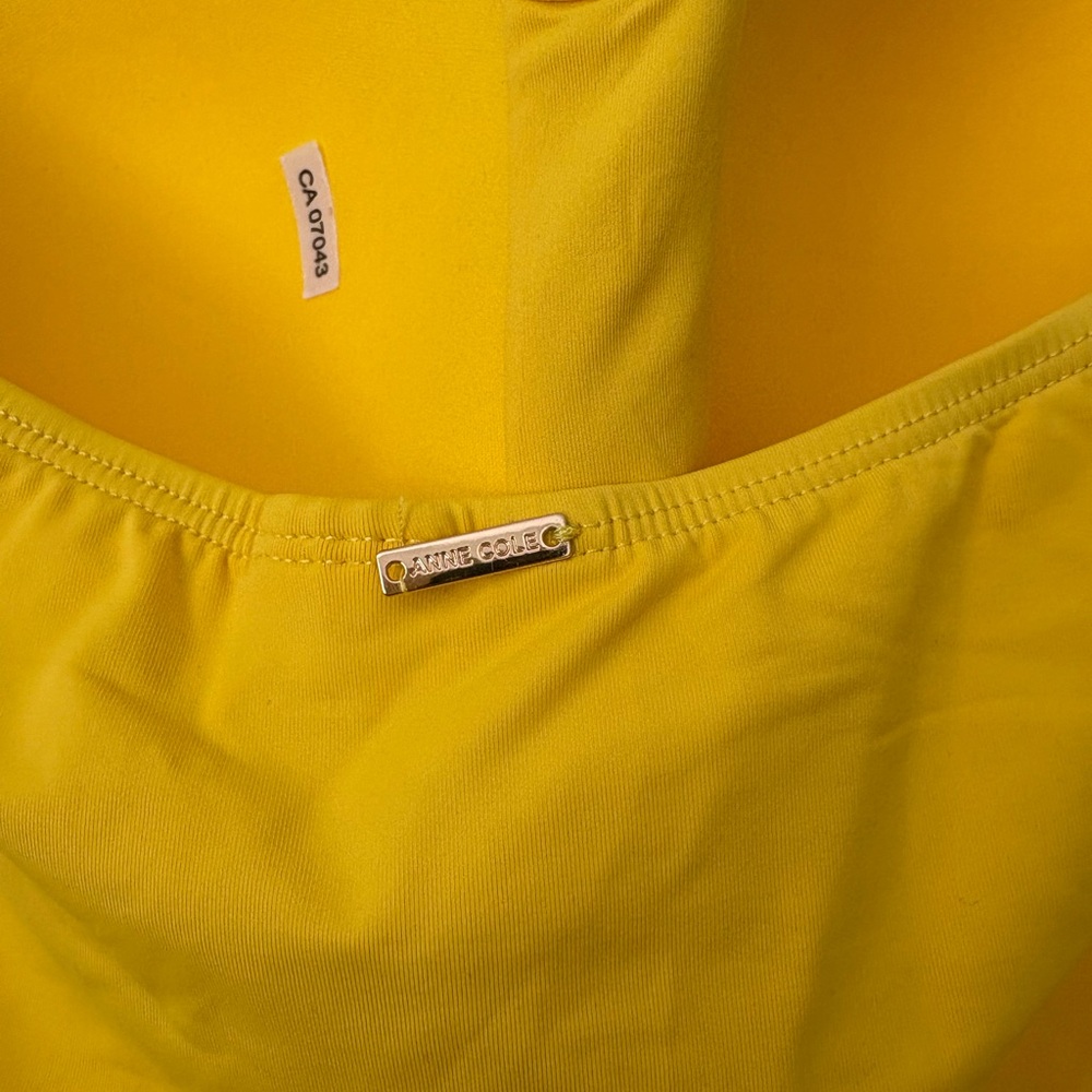 NWT Anne Cole Sunny Yellow Ruched One-Piece Swimsuit - Picture 4 of 5